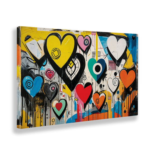 Quadro tela canvas - 19 - Cuori color 01